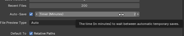 Screenshot of the auto-save setting in Blender